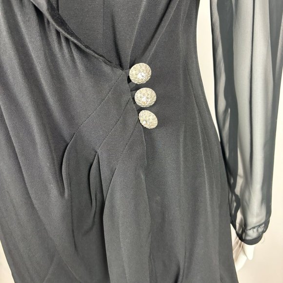 BB Collections 90s Matching Set Black Sheer Sleeves Cocktail Top & Skirt - Picture 4 of 11